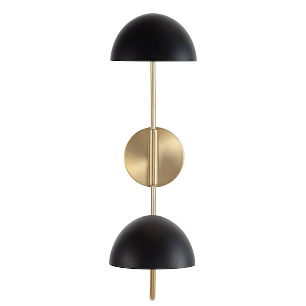 Trilby 2-Light Wall Sconce - Matte Black With Burnished Brass
